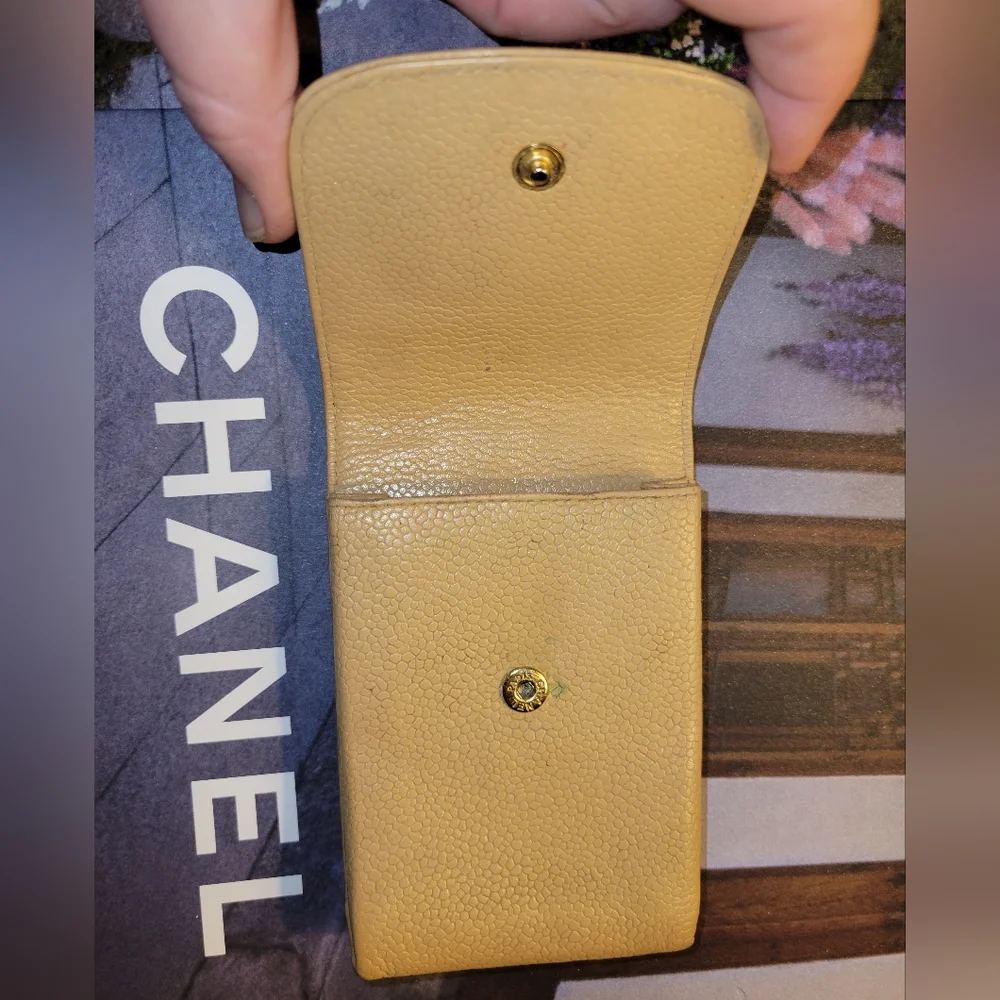 Chanel Cigarette Case Caviar Skin Beige CC - Picture 3 of 8